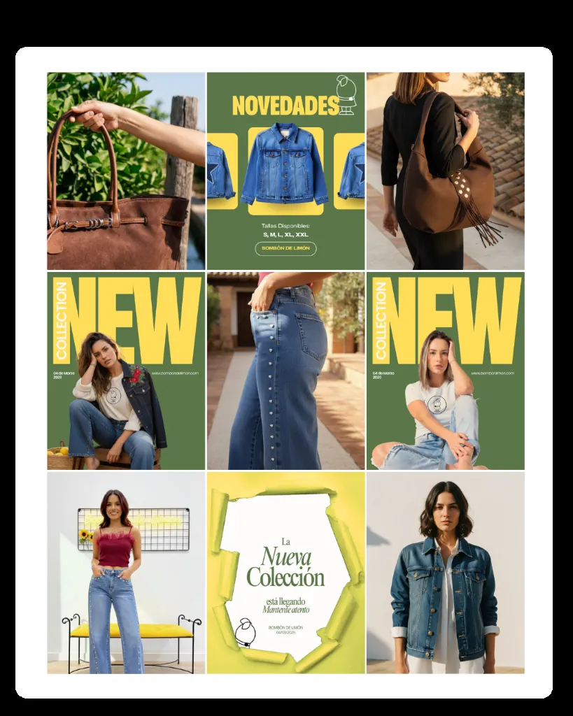 Feed de Instagram diseñado para una tienda de ropa