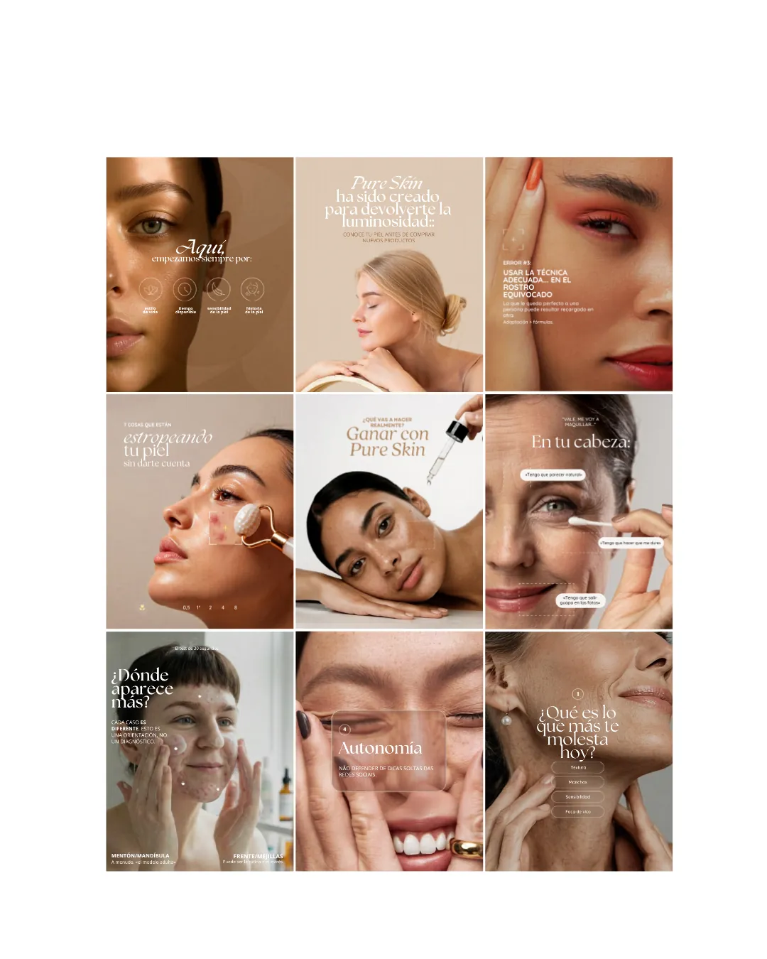 Feed de Instagram diseñado para un centro de estética